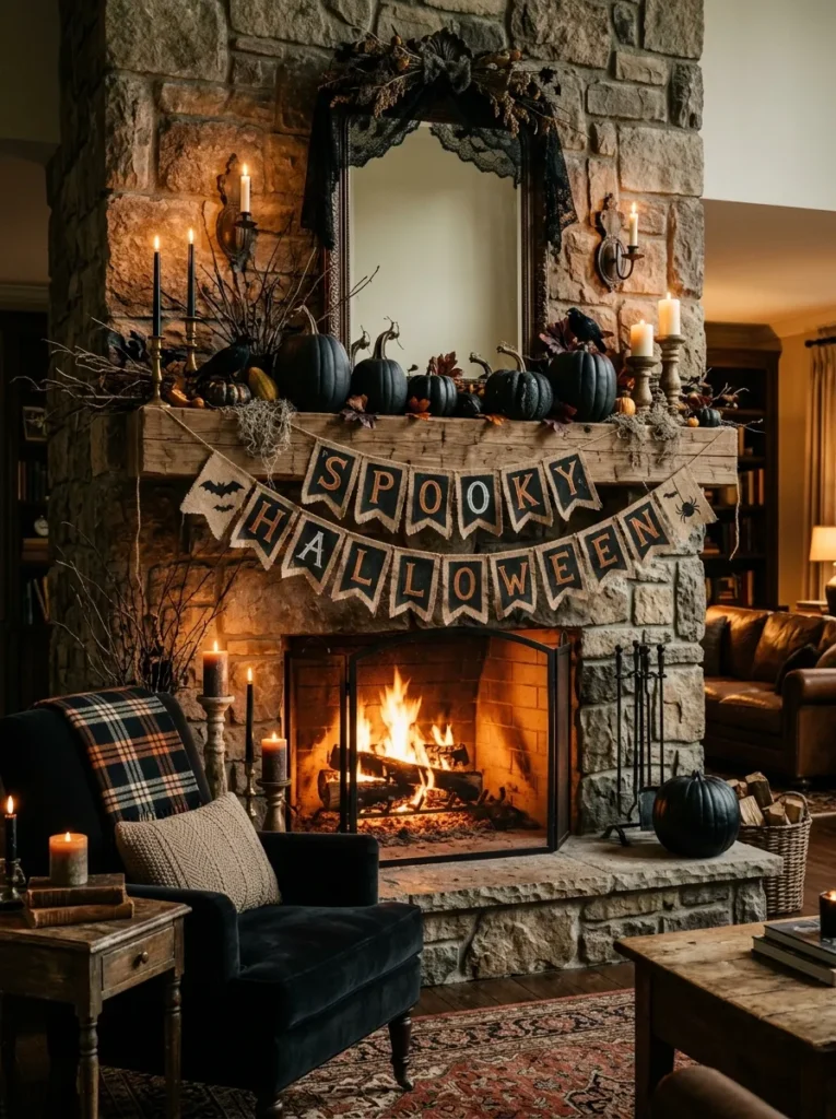 Spooky Banner Fireplace