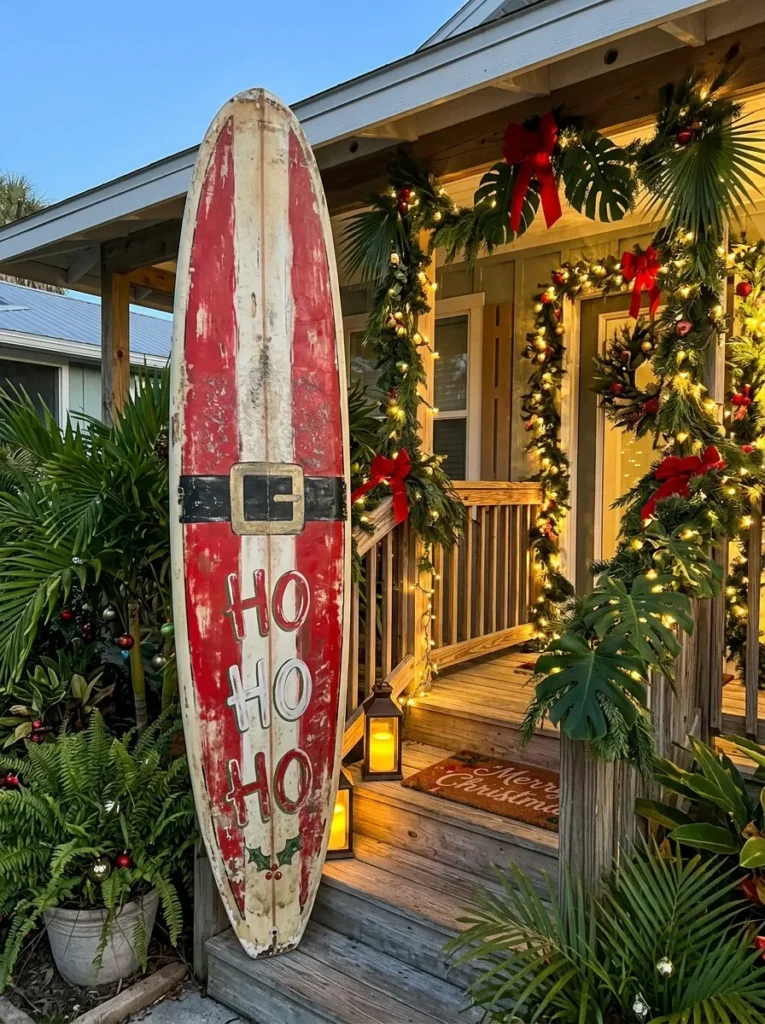 Surfboard Santa Sign
